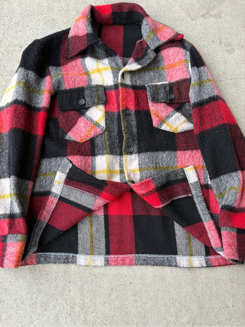 Vintage 80s CPO Plaid Wool Blend Shirt Jacket - No Size Tag Oversized Medium - Picture 4 of 5